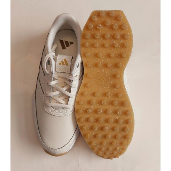 adidas Womens Size 9 S2G SL LEATHER 25 Spikeless Golf Shoes Off White Gold - Picture 8 of 9